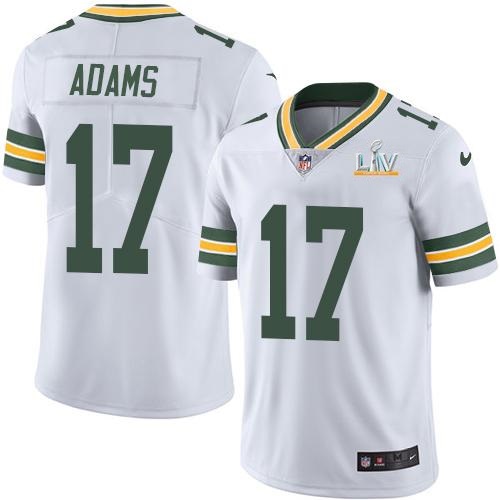 Men's Green Bay Packers #17 Davante Adams White NFL 2021 Super Bowl LV Stitched Jersey